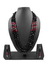 Elegant Semi Precious Layered Black Onyx Beaded Necklace Set - Fancy Black Beads Necklace